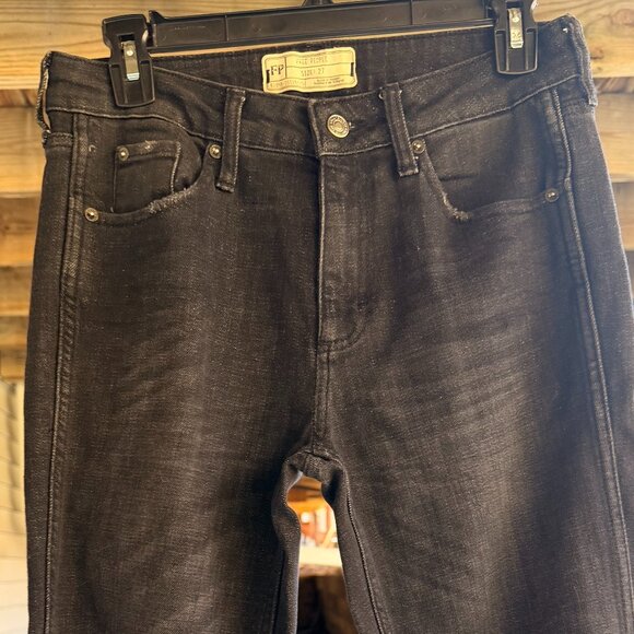 Free People Black Distressed Flare Jeans - Picture 2 of 5